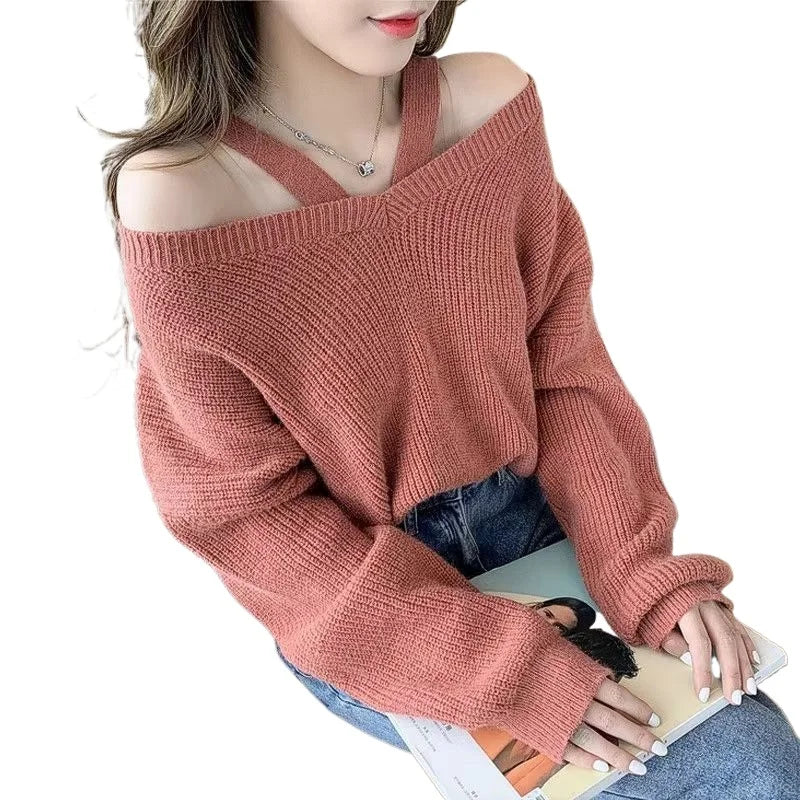 VILZSTUDIOS Loose Neck Off Shoulder Sweater