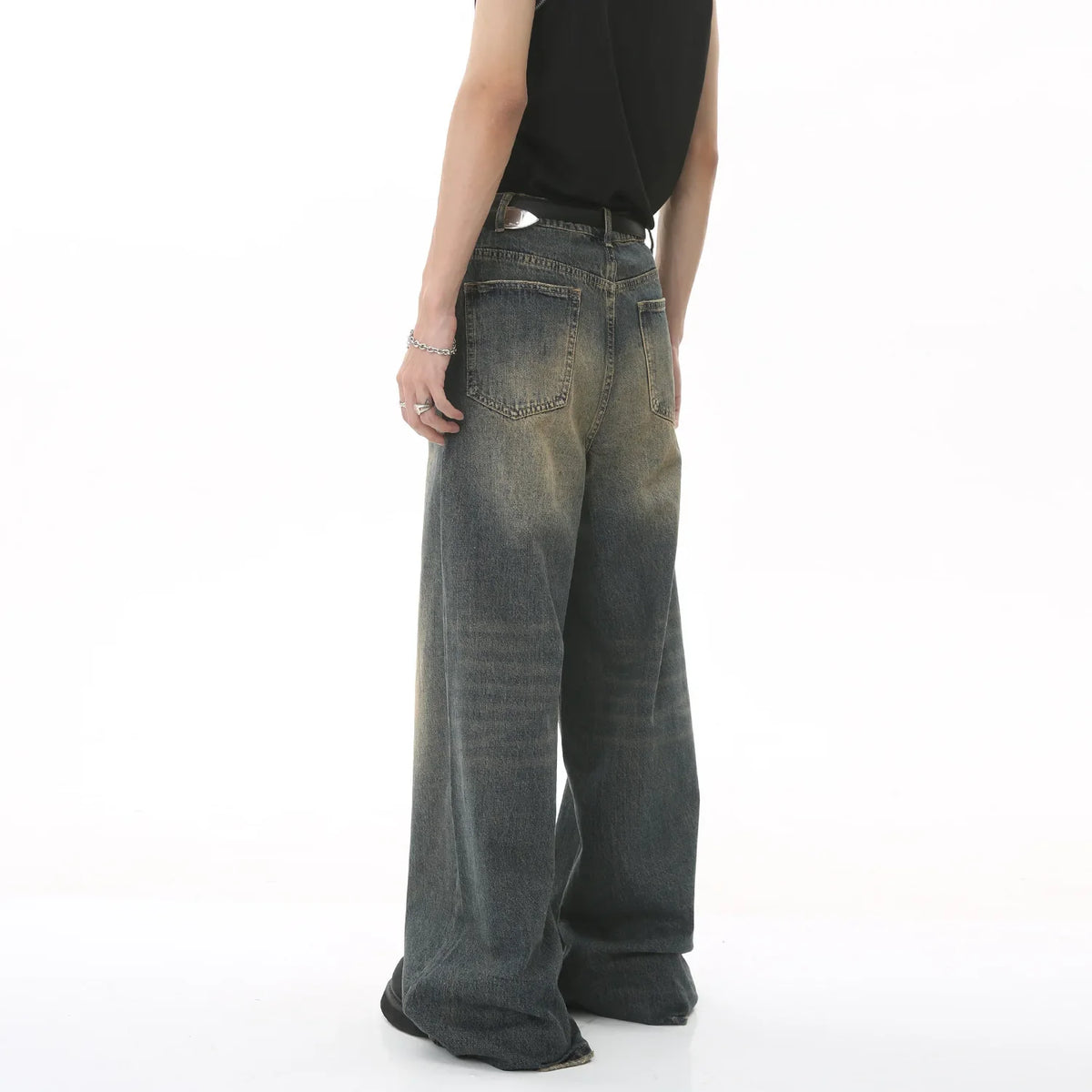 VILZSTUDIOS Vintage Washed Wide Leg Denim Jeans