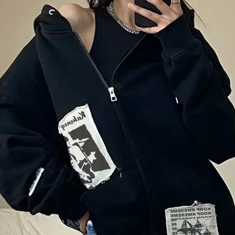 VILZSTUDIOS Aesthetic Oversized Zip-Up Hoodie