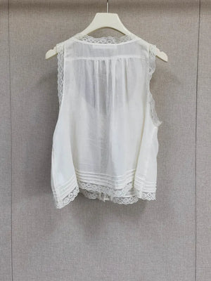 VILZSTUDIOS Embroidered Elegant Lace Sleeveless Tank Top