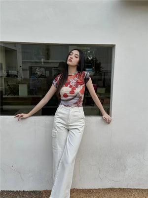 VILZSTUDIOS Fruit Cake Print Mesh T-Shirt