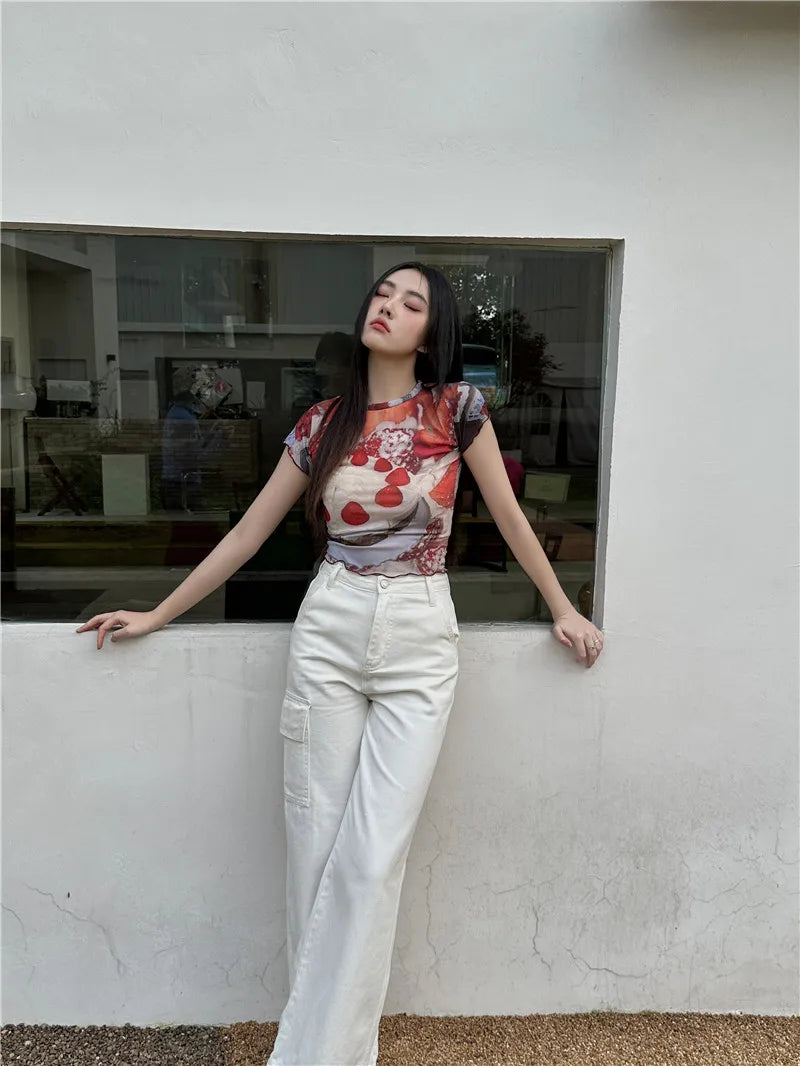 VILZSTUDIOS Fruit Cake Print Mesh T-Shirt