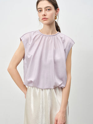 VILZSTUDIOS Luxury French Inspired Sleeveless Satin Blouse