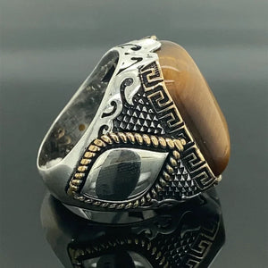 VILZSTUDIOS Yellow Black Stone Personality Silver Ring