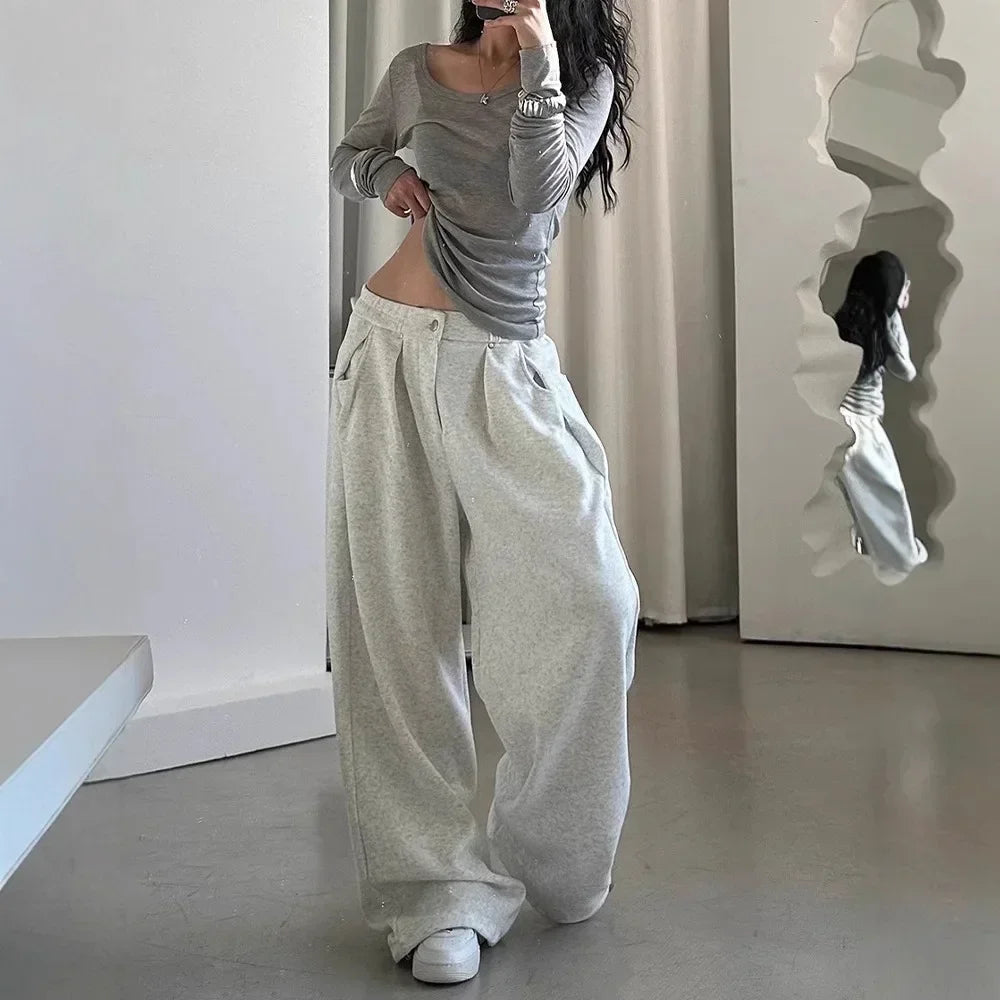 VILZSTUDIOS Vintage Grey Oversized Women's Pants