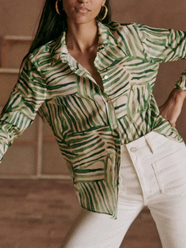 Stylish Geometric Print Loose Blouse