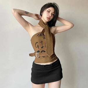 VILZSTUDIOS Vintage Slim Halter Top