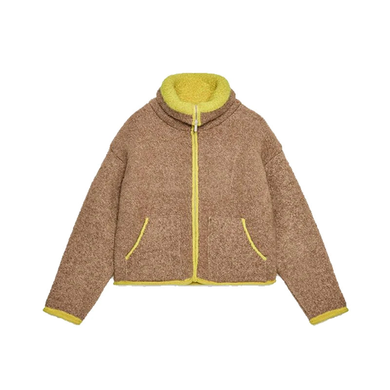 VILZSTUDIOS Cozy Knitted Contrast Jacket with Pockets