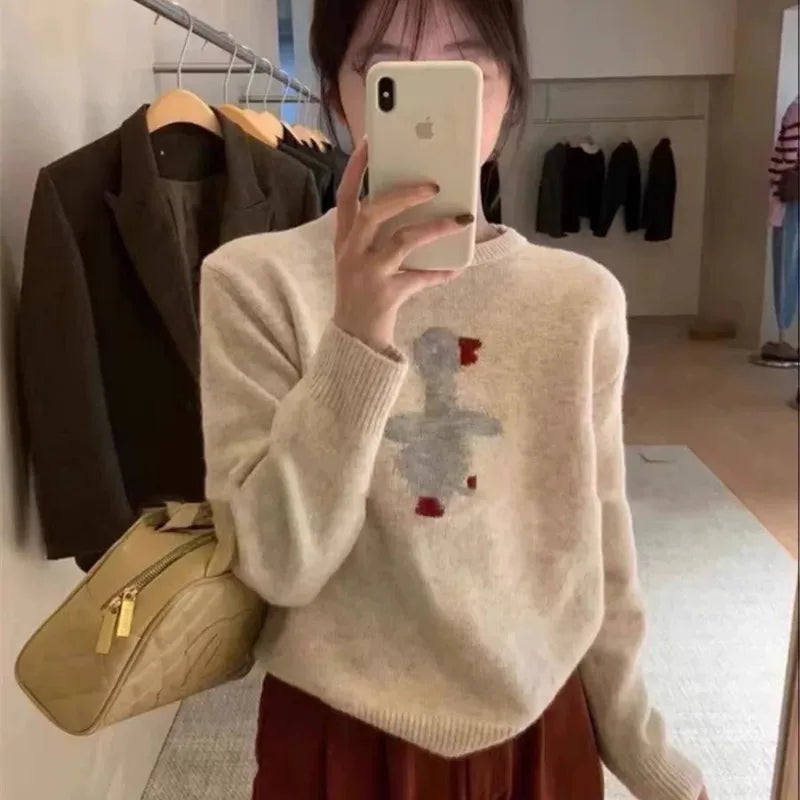 VILZSTUDIOS Casual Embroidered Wool Sweater
