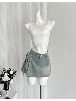 VILZSTUDIOS High Waisted Slim Denim Shorts