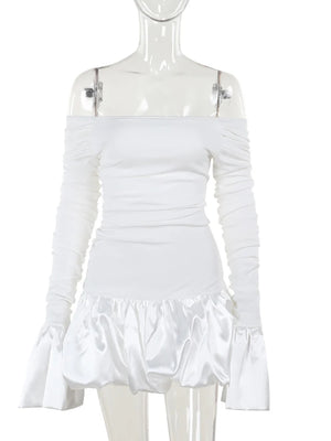 VILZSTUDIOS Sexy Off Shoulder White Dress Autumn