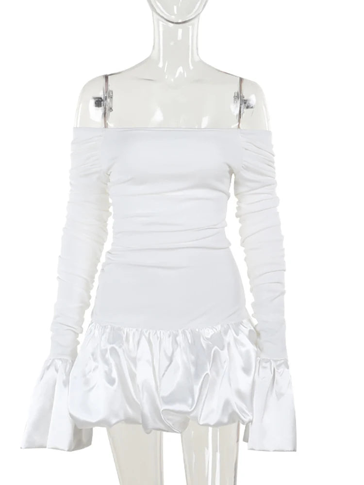 VILZSTUDIOS Sexy Off Shoulder White Dress Autumn