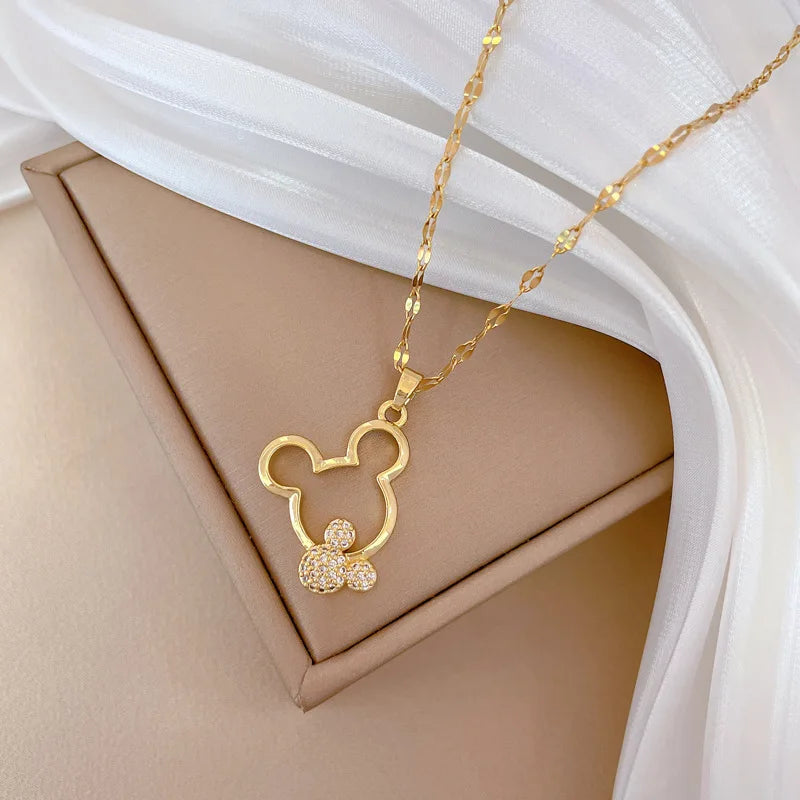VILZSTUDIOS Disney Hollow Mickey Mouse Zircon Pendant Necklace