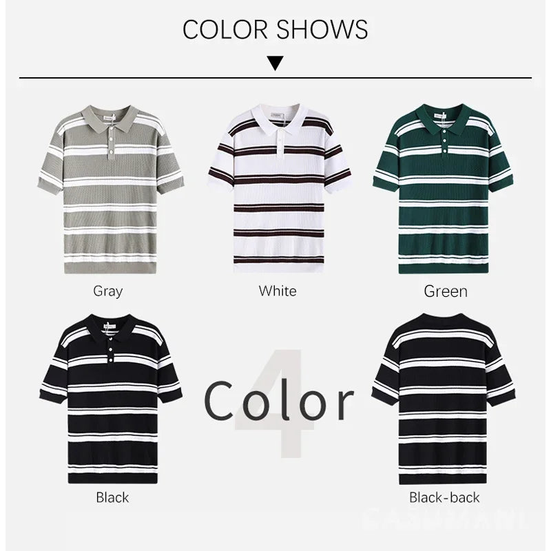 VILZSTUDIOS Striped Knit Short Sleeve T-Shirt