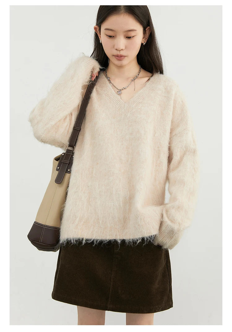 VILZSTUDIOS Cozy Loose V-Neck Sweater