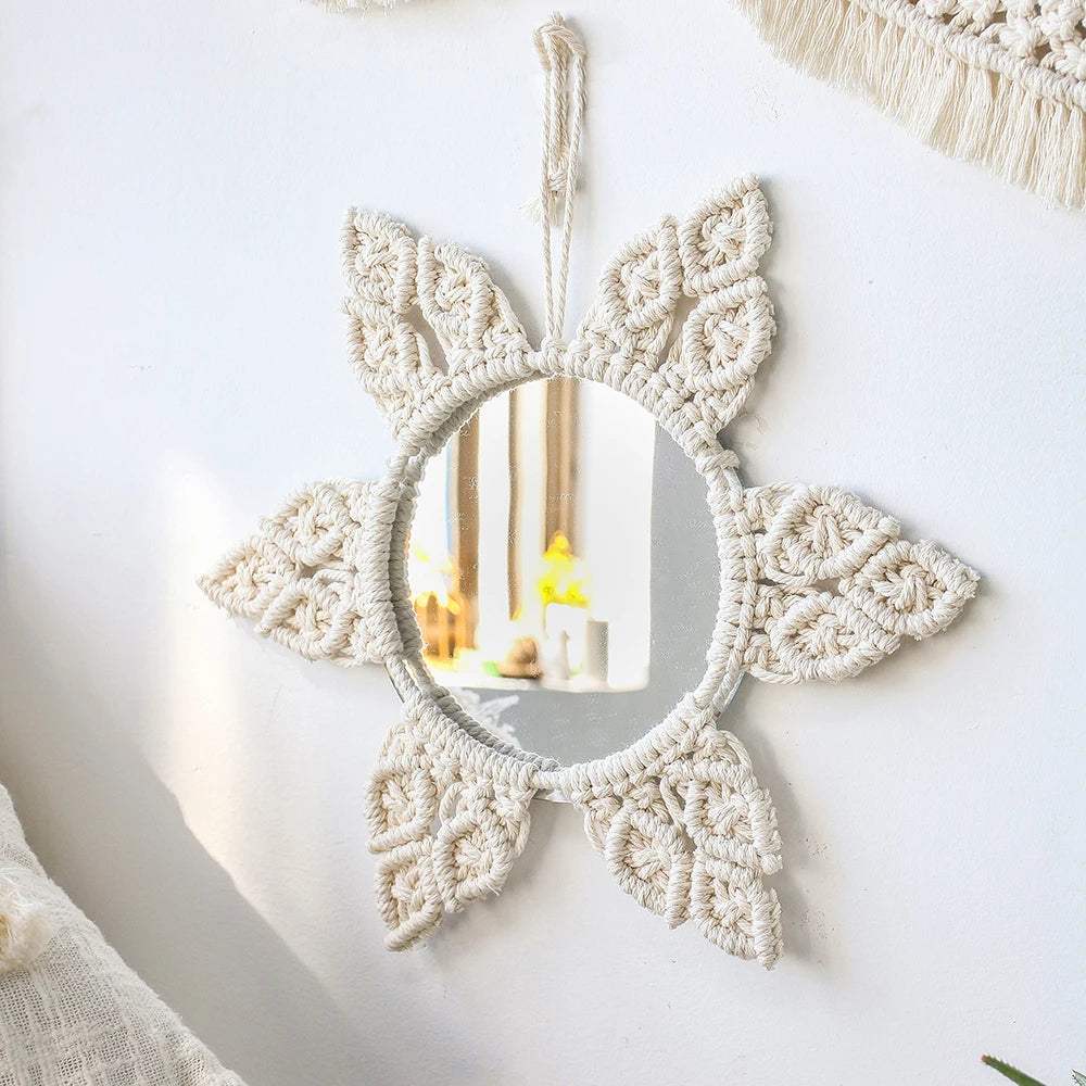 VILZSTUDIOS Macrame Mirror Wall Decoration Boho Home Decor Mirrors for Bedroom Wall Mirrors for Living Room Baby Room Decoration Nursery
