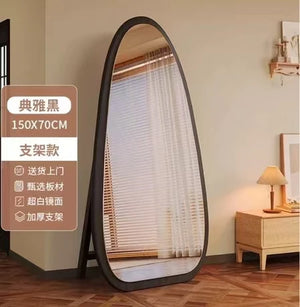 VILZSTUDIOS Bedroom Wooden Mirror Circular Standing Oval Big Decoration Full Body Modern Mirror Living Room Floor Espelhos Home Decorations
