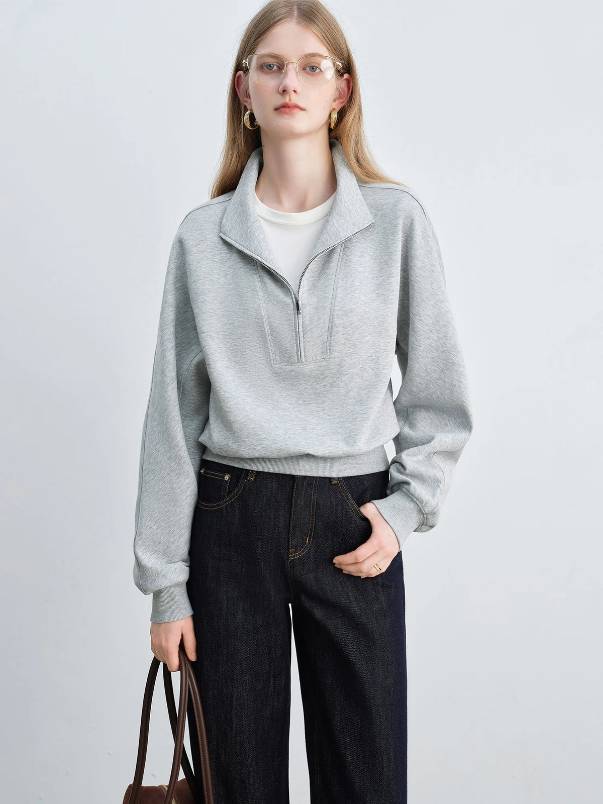 VILZSTUDIOS Cozy Chic Cotton Half-Zip Sweatshirt