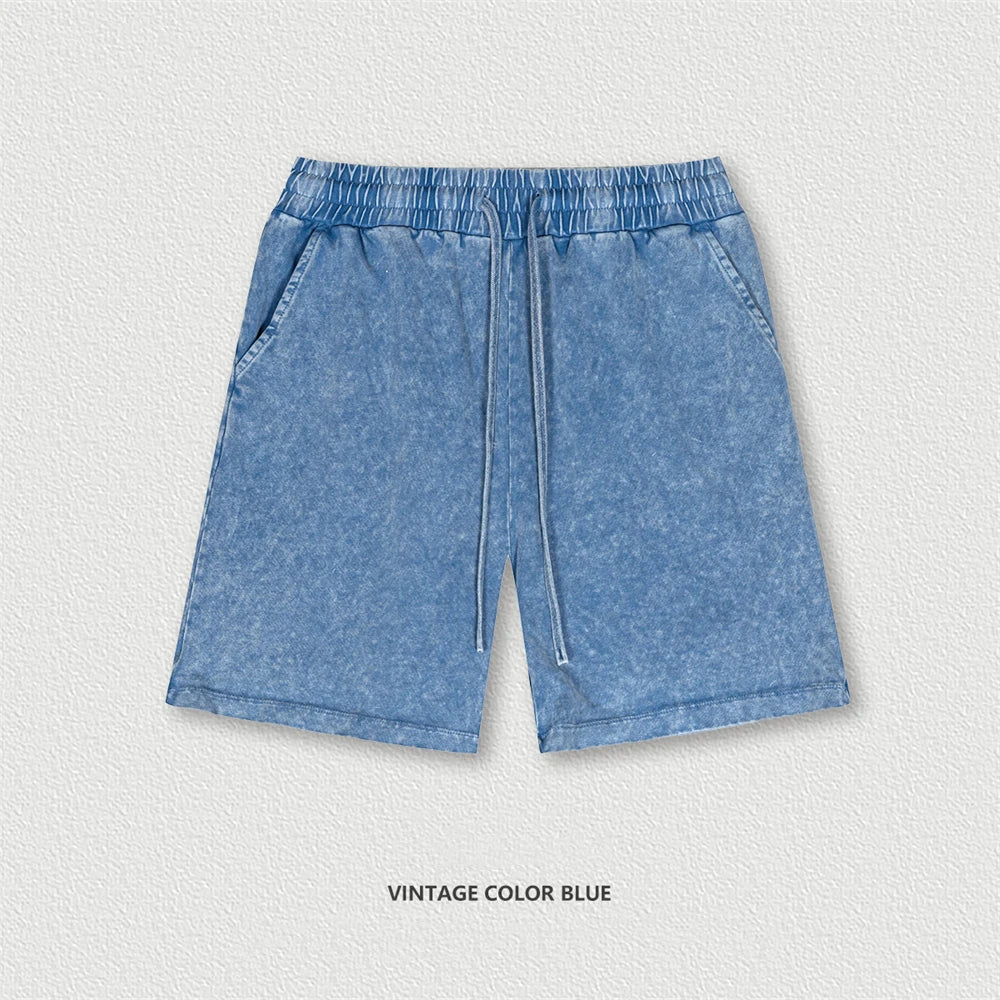 VILZSTUDIOS Vintage Distressed Plush Cotton Sport Shorts