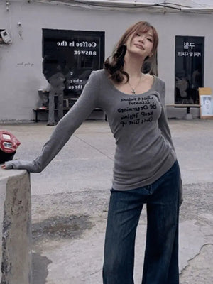 VILZSTUDIOS Retro American Slim Long Sleeve Top