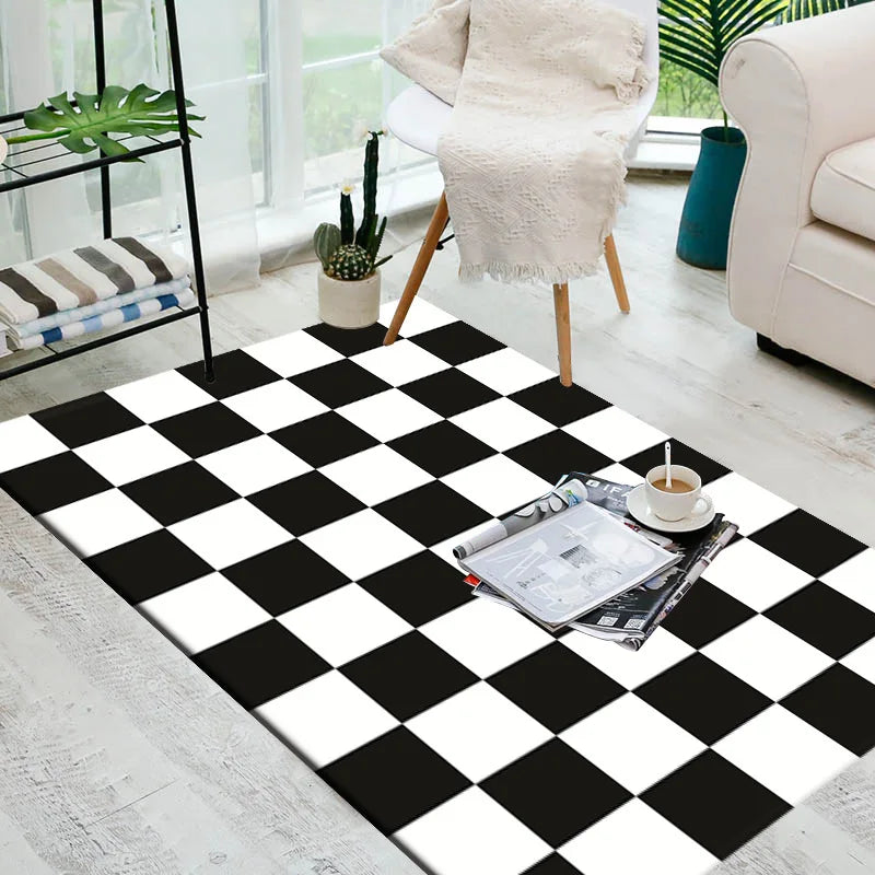 VILZSTUDIOS Modern Black & White Checkered Large Rug