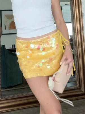 VILZSTUDIOS Sequined Chic Mini Skirt High-Waist Glamorous