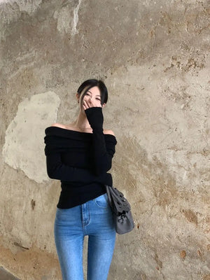 VILZSTUDIOS Off Shoulder Knitwear Sweater