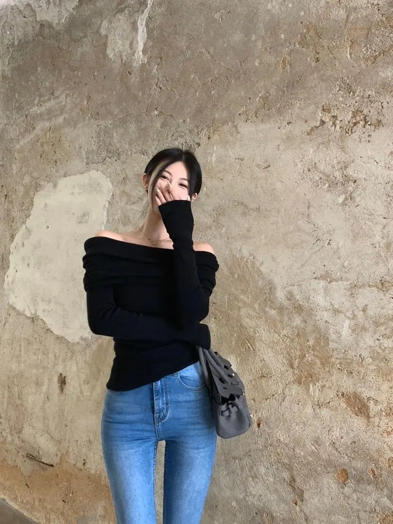 VILZSTUDIOS Off Shoulder Knitwear Sweater