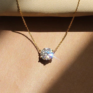 VILZSTUDIOS Simple Stylish Round Cubic Zircon Pendant Necklace