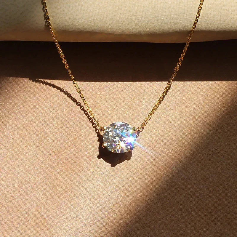 VILZSTUDIOS Simple Stylish Round Cubic Zircon Pendant Necklace