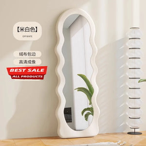 VILZSTUDIOS JC Wave full-body mirror Floor  Ultra-clear and non-deforming fitting Cream wind full-length Special-shaped mirror