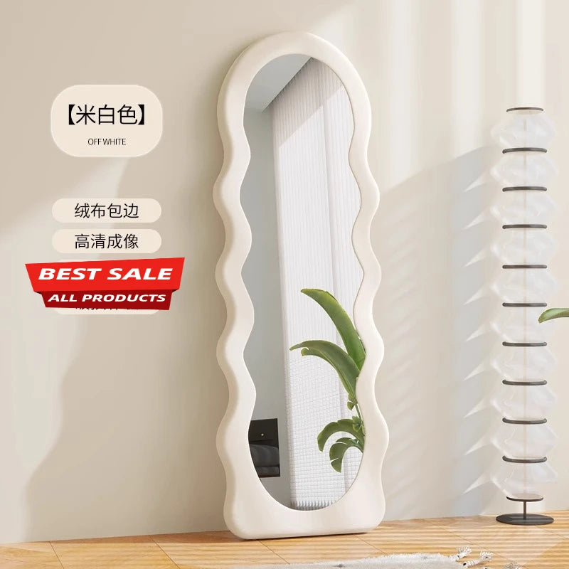 VILZSTUDIOS JC Wave full-body mirror Floor  Ultra-clear and non-deforming fitting Cream wind full-length Special-shaped mirror