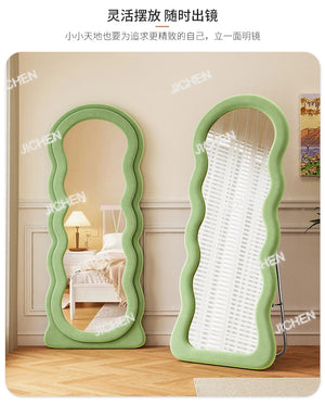 VILZSTUDIOS JC Wave full-body mirror Floor  Ultra-clear and non-deforming fitting Cream wind full-length Special-shaped mirror