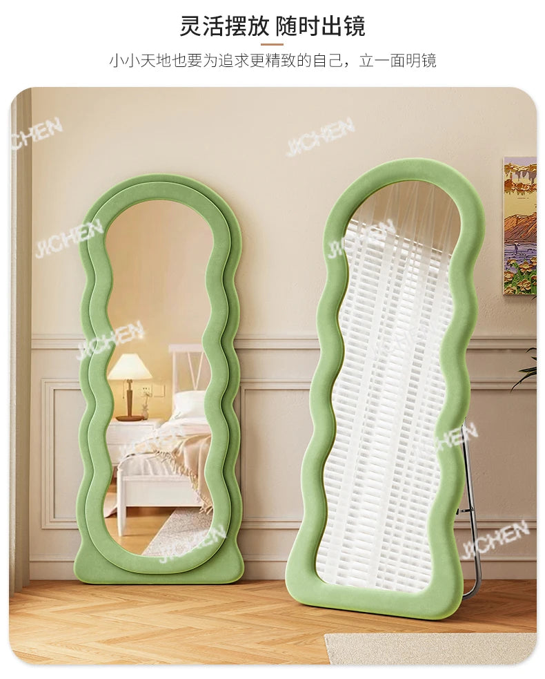 VILZSTUDIOS JC Wave full-body mirror Floor  Ultra-clear and non-deforming fitting Cream wind full-length Special-shaped mirror