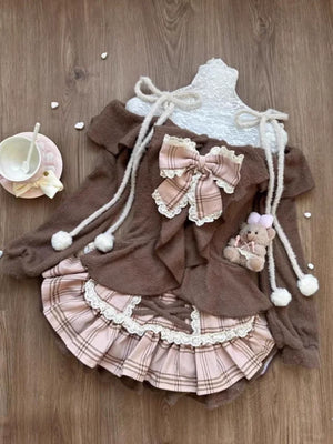 VILZSTUDIOS Sweet Lolita Bow Plaid Skirt