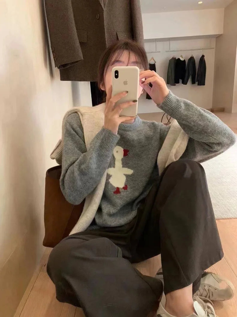 VILZSTUDIOS Casual Embroidered Wool Sweater