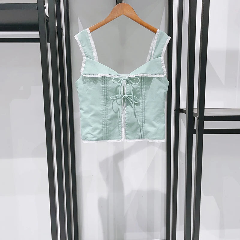VILZSTUDIOS Sexy Lace Strap Crop Top