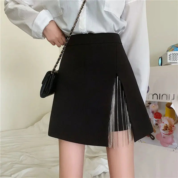 High Waisted A Line Mini Skirt