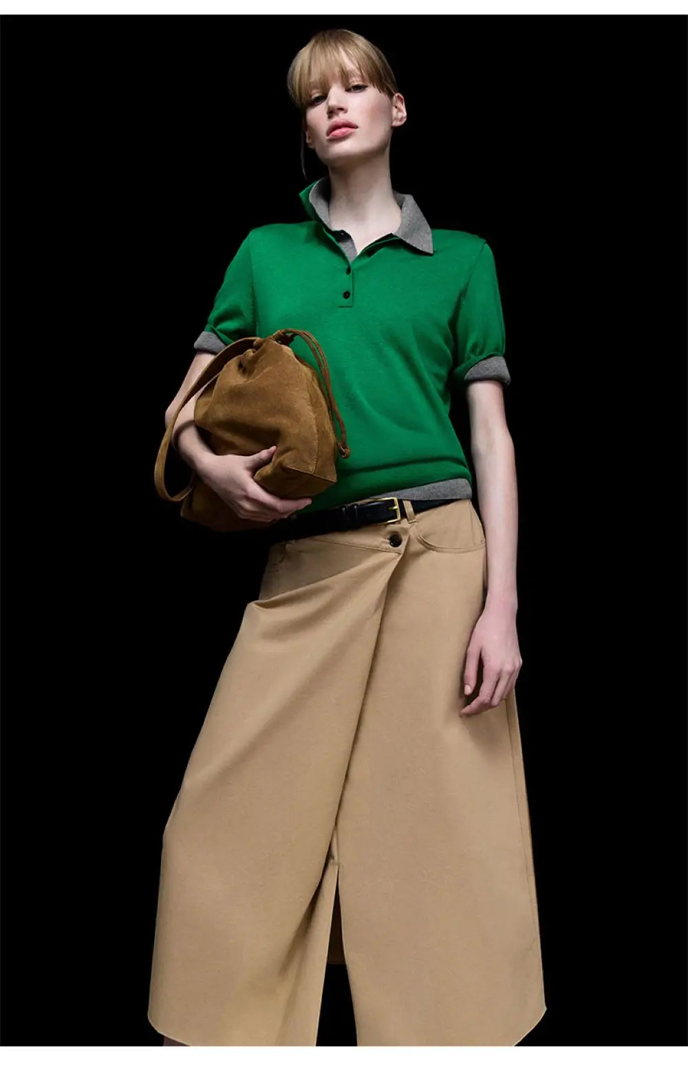 VILZSTUDIOS Stylish Wool Blend Polo T-Shirt