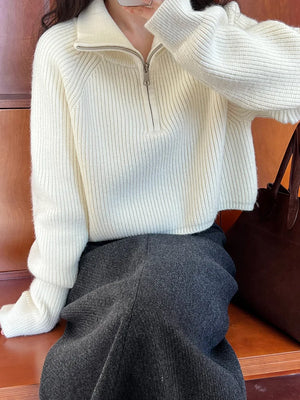 VILZSTUDIOS Turtleneck Semi-Zipper Knitwear Sweater
