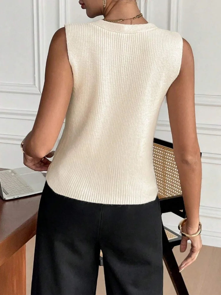 VILZSTUDIOS Chic V-Neck Knitted Sleeveless Vest
