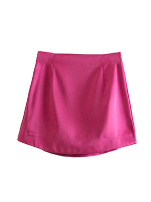VILZSTUDIOS Chic Solid Color Side Zipper Skirt