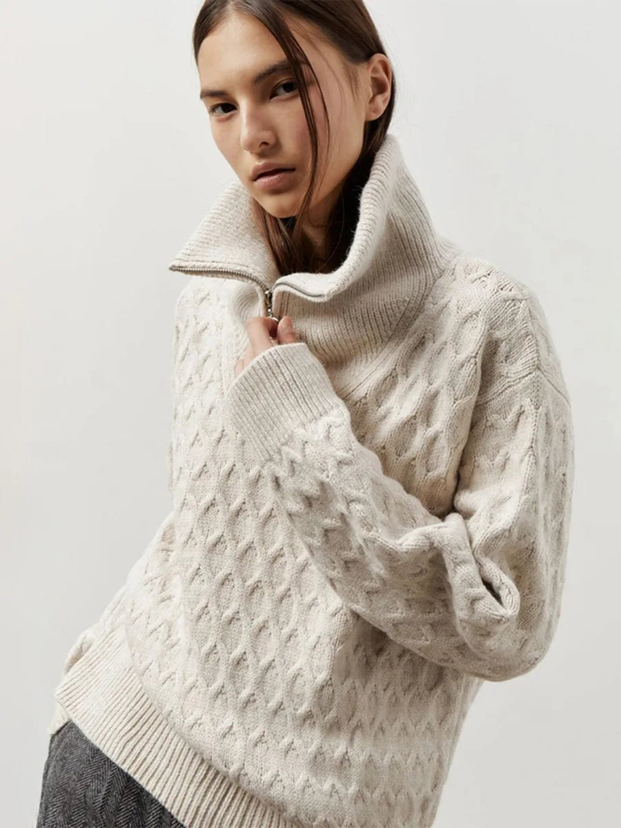 VILZSTUDIOS Chunky Cable Knit Turtleneck Sweater