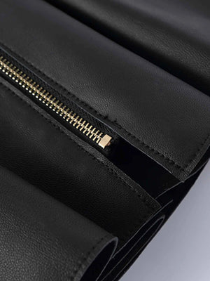 VILZSTUDIOS Luxury Black Faux Leather Mini Skirt