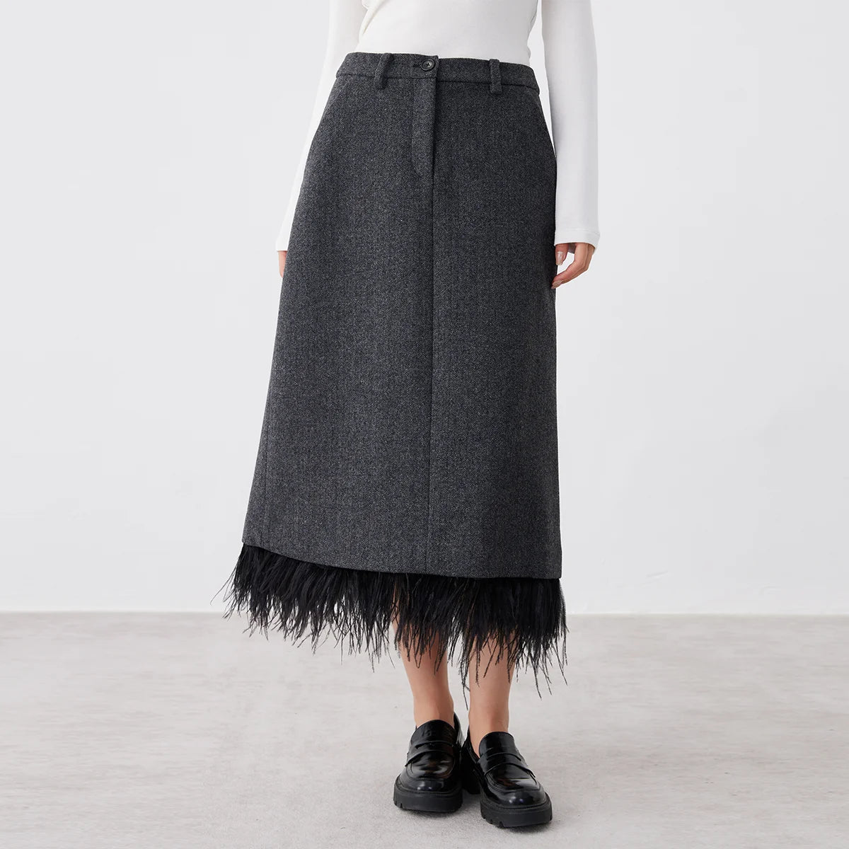 VILZSTUDIOS Luxury High Quality Wool Skirt Womens