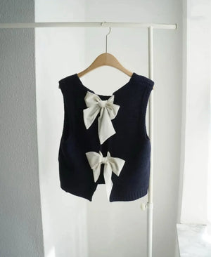 VILZSTUDIOS Cozy Bows Sleeveless Sweater
