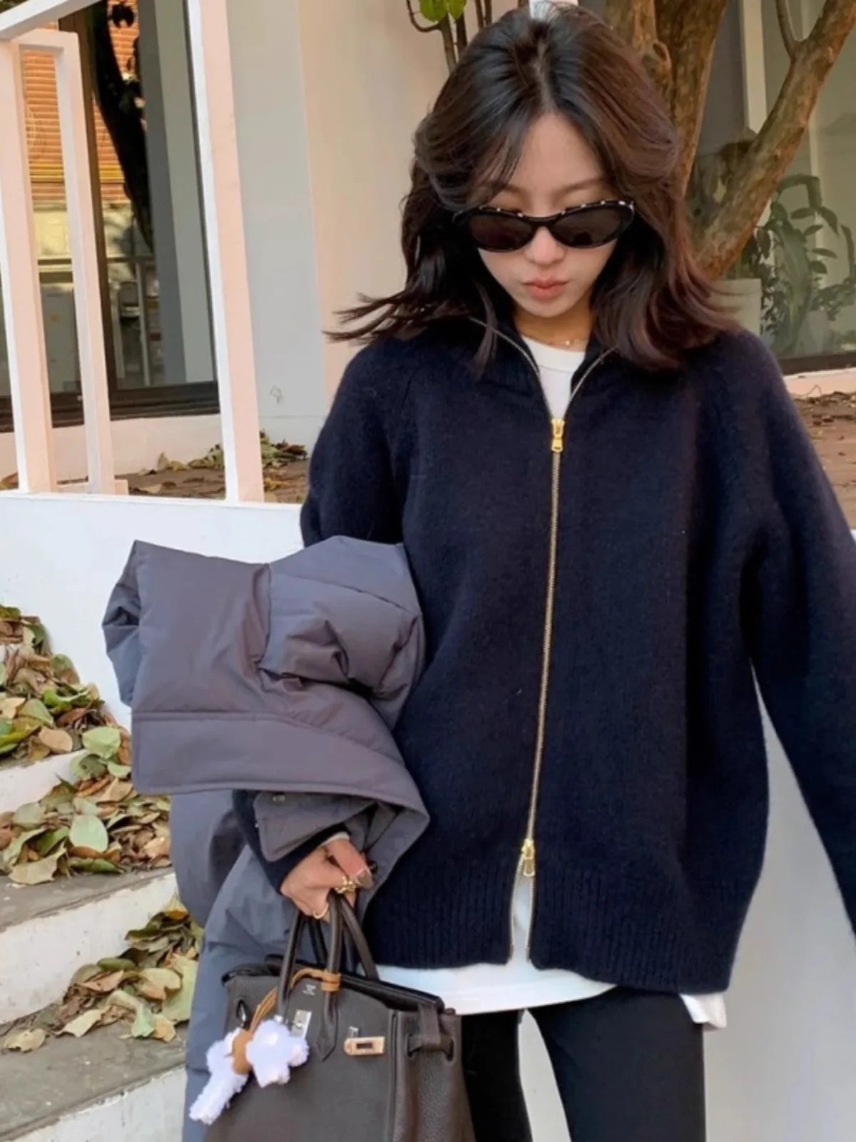 VILZSTUDIOS Cozy Casual Cashmere Zipper Cardigan