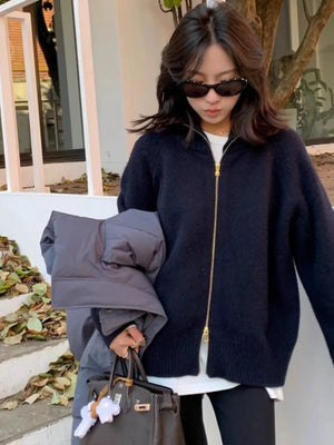 VILZSTUDIOS Cozy Casual Cashmere Zipper Cardigan