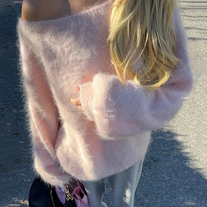 VILZSTUDIOS Cozy Mink Off-Shoulder Sweater