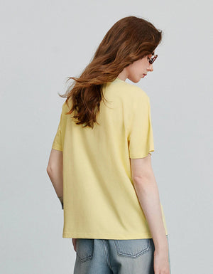 VILZSTUDIOS Comfortable Letter Print Round Neck T-Shirt